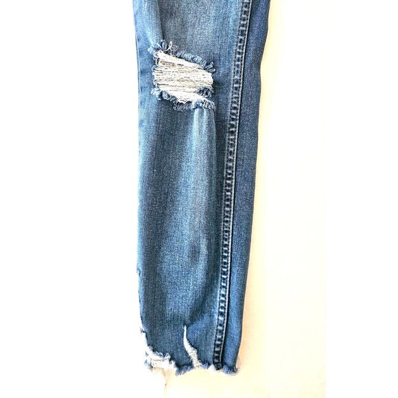Free People Shark Bite Raw Hem Skinny Jeans Women's Size 25 | Boho Stretch Denim - Picture 6 of 7